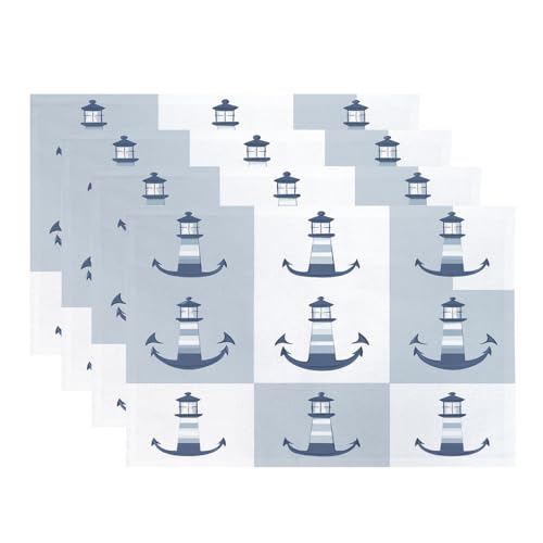 Baonews Maritime Platzsets, Küsten-Tischsets für Esszimmer/Küchentisch, wasserdicht, waschbar, Leinen, Wärmeisolierung, 30,5 x 45,7 cm, 4 Stück von BaoNews