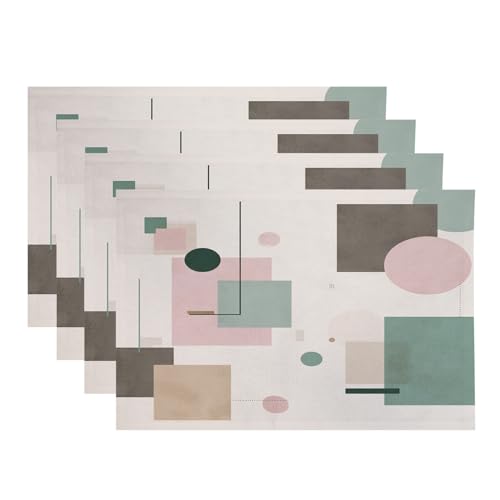 Baonews Minimalistische Tischsets in neutraler Farbe, künstlerisches Layout, zufällige Anordnung, Platzsets für Esszimmer/Küchentisch, wasserdicht, waschbar, Leinen, Wärmeisolierung, 30,5 x 45,7 cm, 4 von BaoNews