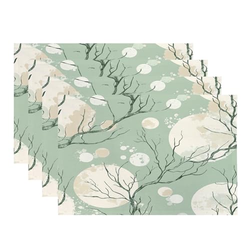 Baonews Ocean Inspired Seascape Placemats, Minimalistische Marine Art Serene Vibes Platzsets für Esszimmer/Küchentisch, wasserdicht, waschbar, Leinen, Wärmeisolierung, Esstisch, 30,5 x 45,7 cm, 4 von BaoNews