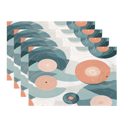 Baonews Runde Tischsets mit moderner Kunst, Farbharmonie, abstrakte Tischsets für Ess-/Küchentisch, wasserdicht, waschbar, Leinen, Wärmeisolierung, 30,5 x 45,7 cm, 4 Stück von BaoNews