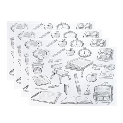 Baonews Schulbedarf, Lernwerkzeug, Platzsets, pädagogisches Schreibzubehör, Platzsets für Esszimmer/Küchentisch, wasserdicht, waschbar, Leinen, Wärmeisolierung, 30,5 x 45,7 cm, 4 Stück von BaoNews