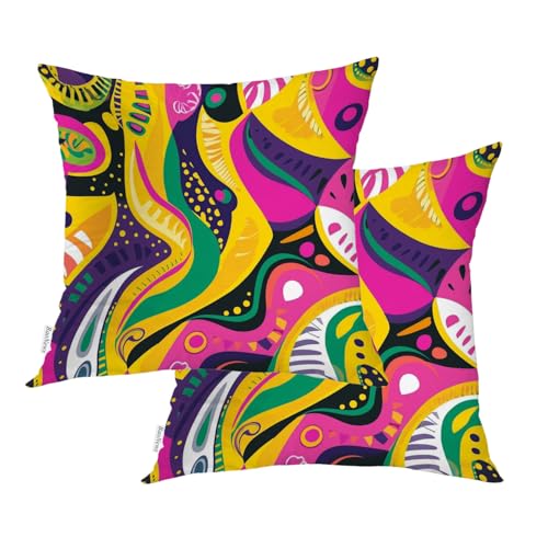Baonews Vivid Energetic Artwork Throw Pillow Covers Colorful Abstraktion Lively Cushion Cover Digital Blended Hidden Zipperl Decorative Pillowcases for Hair Skin Square 50.8 cm 2 Pcs von BaoNews