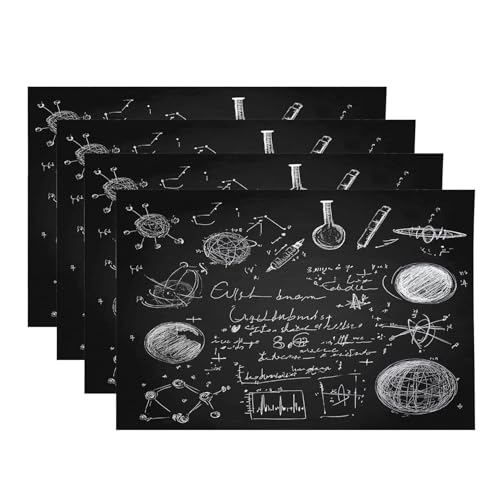 Baonews Wissenschaftliche Experimente, wissenschaftliche Diagramm-Tischsets, Kreidezeichnung, pädagogische Tischsets für Esszimmer/Küchentisch, wasserdicht, waschbar, Leinen, Wärmeisolierung, 30,5 x von BaoNews