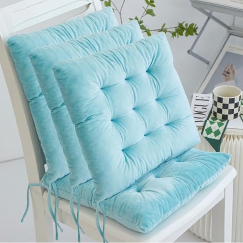 BaoTom 2er/4er Set Stuhlkissen 40 x 40cm Sitzkissen mit Bändern Einfarbige Auflagen für Stühle Kristall Samt Sitzkissen Weicher PP Baumwolle Bodenkissen Esszimmerstuhlkissen(A-Light Blue,4PC*40*40*7cm von BaoTom