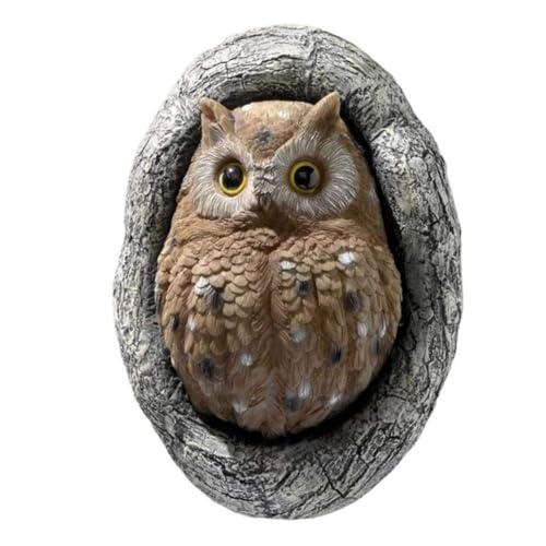 Baobiutin Gartenbaumgesicht Ornamente Garten Gesichtsbaum Ornamente Eulenbaum Hugger Statue Außenharten Harzstatuen Dekoration für Bäume von Baobiutin
