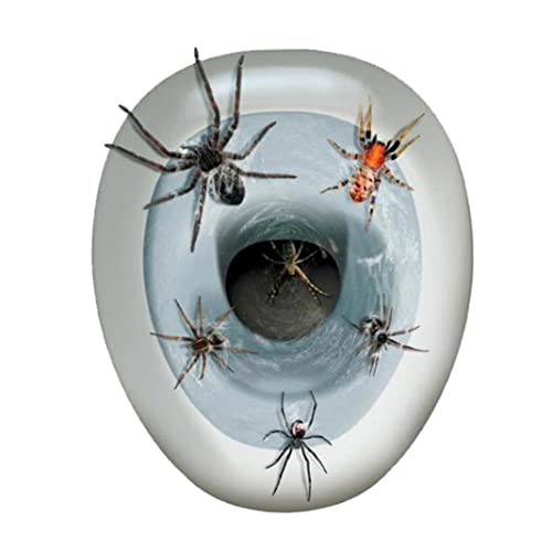 Baobiutin Halloween Toilettensitz Aufkleber 3D Scary Toilette Deckel Abziehbilder Spinne Aufkleber für Home Decorations Halloween Dekoration von Baobiutin