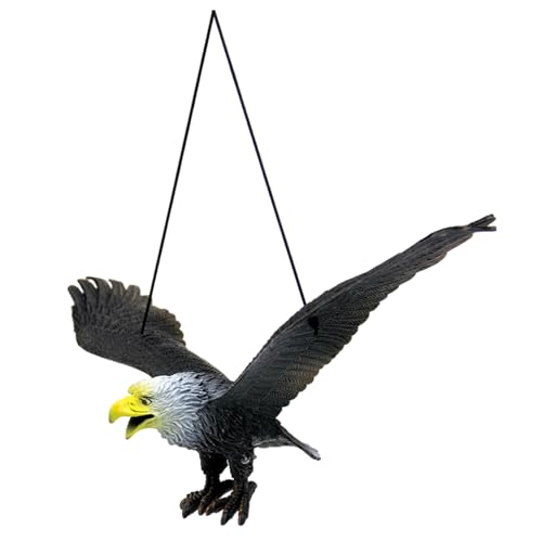 Baobiutin Hawk Decoy für Vogelkontrolle, PVC lebenseike Fliegende Hawk -Vogelscheuche mit hängenden Schnur, Outdoor -Gartenvogel -Abstoßung für Tauben, Krähen und kleine Tiere, Lockvögel von Baobiutin