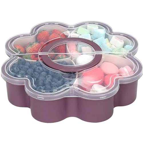 Divide Serving Tablett mit Deckel und Griff, roter Snackbox -Behälter, Snackbox -Wurstwarenbehälter für tragbare Snackplatten, abnehmbare Reise -Snack -Box für Obst, Süßigkeiten 12.2x3 von Baobiutin