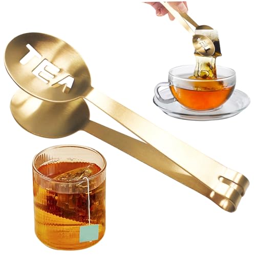 Teebeutel Squeezer Goldene Teezange, Edelstahl -Teebeutellöffel, runder Teefilter Klemme Teesiebhalter Clip zum Verlust von Blatt, Greifen Eiswürfel, Zucker Teefilter von Baobiutin