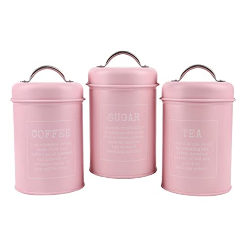 Baoblaze 3 Stück Pink Iron Canisters Dosen Küche Tee Snack Lagerbehälter Case Box von Baoblaze