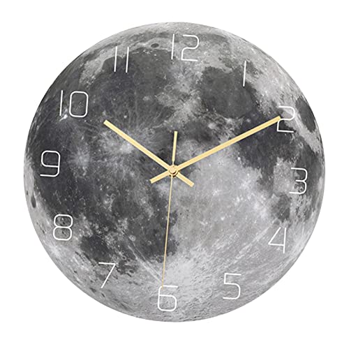 Baoblaze 30,5 cm leuchtende Wanduhr, Monduhren, stumme Wanduhren für Esszimmer, Schlafzimmer, Zuhause, Wall Art, Dekoration von Baoblaze