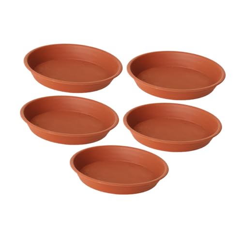 Baoblaze 5 Stück Pflanzenuntertassen Untertasse Tropfschale 11 Blumentöpfe Terrasse Topf Tablett Wasserablauf Gewächshaus Blumentopf Untertassen, Braun von Baoblaze