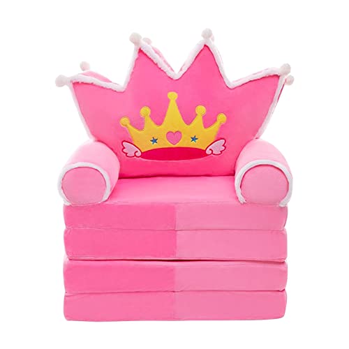 Baoblaze Baby Kinder Faltbarer Sofa Stuhl DREI Langlebig 2 in 1 Offener Couchsitz Faltbarer Kindersofa Sessel süßer Kindersofabezug für das Kinderzimmer (ROSA) von Baoblaze