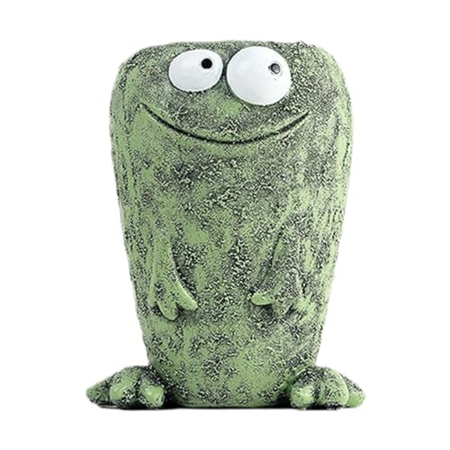 Baoblaze Blumentopf, Pflanzgefäß, Heimdekoration, Sammlerstück, Geschenk, Skulptur, süßer Frosch, Pflanzgefäß, Blumentopf für Terrasse, Hof, Balkon, GrÜn, B von Baoblaze