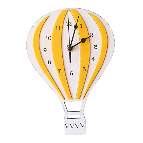 Baoblaze Cartoon Heißluftballon Uhr Mute Crafts Nordic Style Wanduhr für Esszimmer Decor Geschenke, GELB von Baoblaze