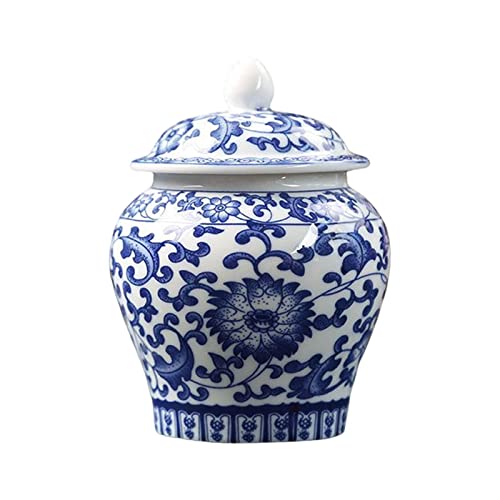 Baoblaze Chinesisches blau-weißes Porzellan, dekorative Tempelvase mit Deckel, Heimakzentstück, Tischdekoration, zarte Küchendekoration von Baoblaze