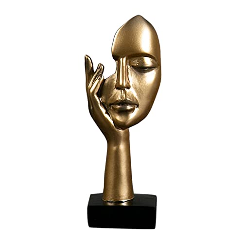 Baoblaze Dekofigur Frauen Gesichts Kunst Statue Denker Skulptur Abstrakter Charakter, Gold von Baoblaze