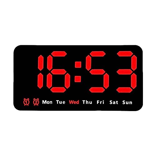 Baoblaze Desktop Digitaluhr, LED Uhr Klein mit Datum Kalender Temperatur, Elektronische Uhr an der Wand, Digitaler Wecker mit Große Zahlen Display für Nachttisch, Zuhause, Flur, Aoto, Rot von Baoblaze