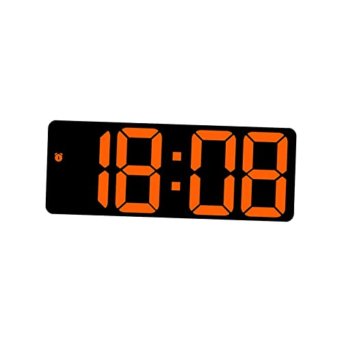 Baoblaze Digitale Wanduhr, einstellbare Helligkeit, Kalender, Schreibtisch, moderner Sprachsteuerungs-LED-Wecker mit Datums- und Temperaturanzeige für Flur, Orange von Baoblaze