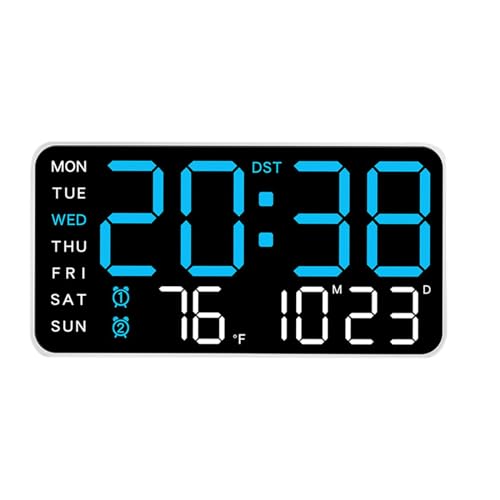 Baoblaze Digitaler Wecker, LED-Desktop-Wecker, Temperatur, Klangregelung, dimmbare elektrische Uhren für Schlafzimmer, Flur, Lernschreibtisch, blaues Licht von Baoblaze