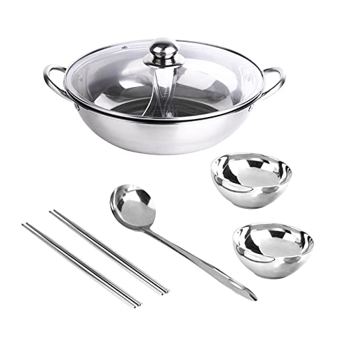 Baoblaze Doppelseitiger Suppentopf Küchengeschirr Kochgeschirr Suppentopf mit Zwei Geschmacksrichtungen Kochtopf Küchengeschirr Hot Pot Pfanne für Restaurant, 28CM von Baoblaze