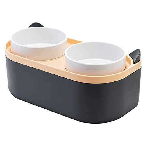 Baoblaze Doppelte erhöhte Hunde- und Katzennäpfe, abnehmbar, kein Verschütten, kleine Hunde, erhöhter Futternapf mit Aufbewahrungsständer, Blau grau von Baoblaze