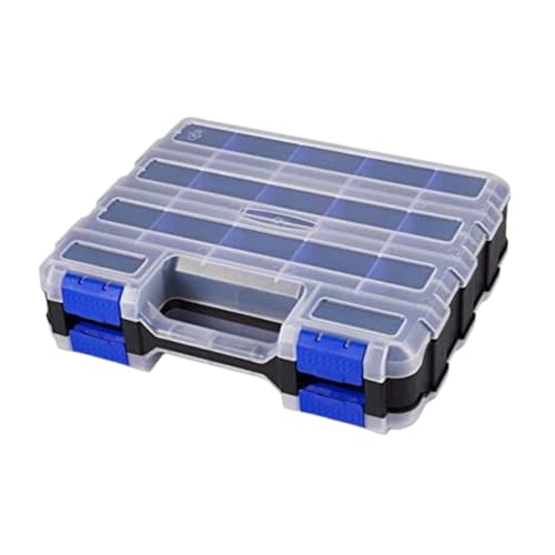 Baoblaze Double Side Tool Organizer -Teile Fall 12.6x10.6x3.1inch Multifunktional transparentes Abdeckungszubehör Abnehmbare Trennwände, Blau von Baoblaze