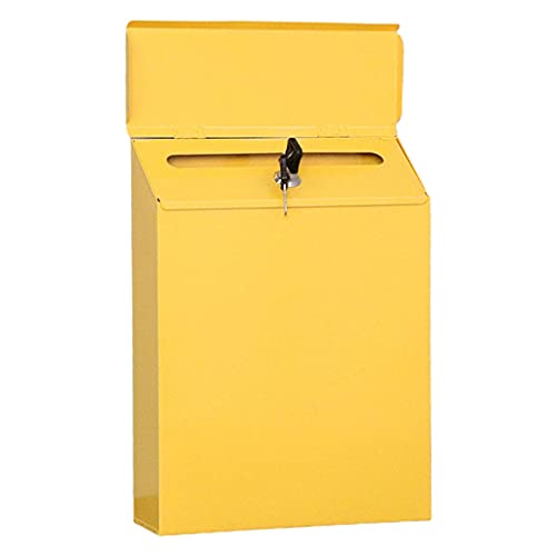 Baoblaze Eisen Vertikale Moderne Mailbox Locking Drop Box Durable Hauptpunkt, Key Zeitungshalter Sicherer Kasten Haustür, Gelb von Baoblaze