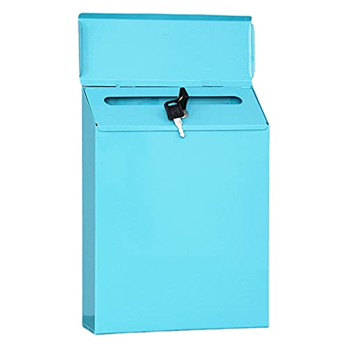 Baoblaze Eisen Vertikale Moderne Mailbox Locking Drop Box Durable Hauptpunkt, Key Zeitungshalter Sicherer Kasten Haustür, Blau von Baoblaze