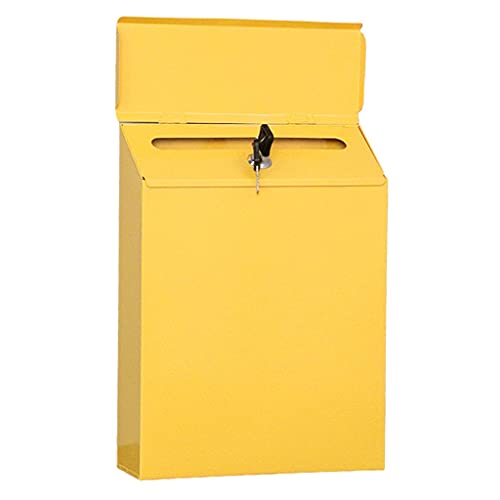 Baoblaze Eisen Vertikale Moderne Mailbox Locking Drop Box Durable Hauptpunkt, Key Zeitungshalter Sicherer kasten Haustür, Gelb von Baoblaze