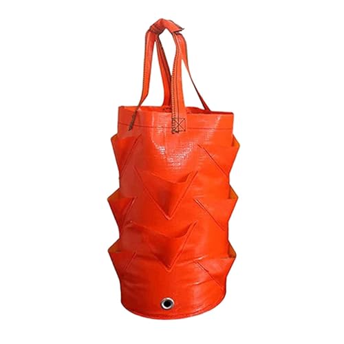 Baoblaze Erdbeer Anzuchtbeutel, Erdbeer Pflanzsack zum Aufhängen, Pflanzen Wachstum Taschen, Hängend Pflanzbeutel mit Griffe für Garten Balkon Erdbeeren Knoblauch Zwiebeln Kräuter Blumen, Orange von Baoblaze