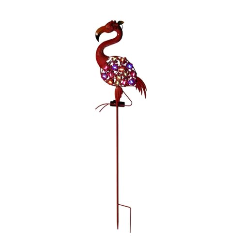 Baoblaze Flamingo-Solarleuchte, Solar-Pfahl-Lichter, Metall, dekorative Ornamente, rosa Flamingo-Statue, Gartendekoration für Hof, Rasen, Terrasse, Zuhause von Baoblaze