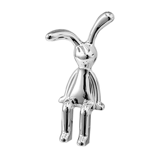 Baoblaze Galvanisierte Kaninchen-Skulptur, Figuren für Schrank, Küche, Badezimmer, Schreibtisch, Kaninchen-Ornament, Mini-Galvanisiertes Kaninchen für Frauen, Silber, 4.4 cm x 3 cm x 8.7 cm von Baoblaze