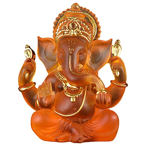 Baoblaze Ganesha Elefant Gott Statue Harz handgefertigte Skulptur Buddha Figur Dekoration für Heimdekoration Handwerk Geschenke - Orange von Baoblaze