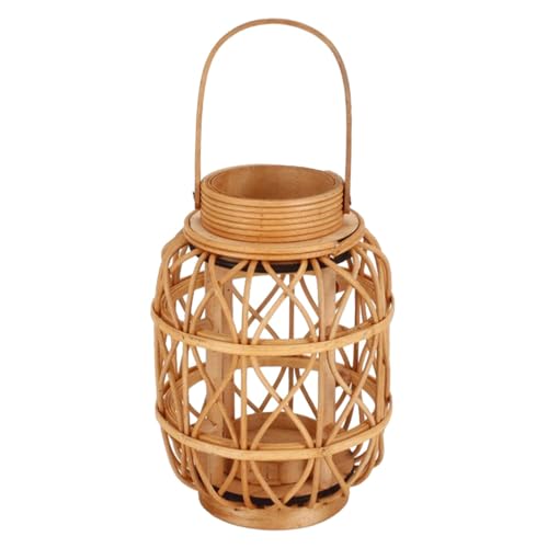 Baoblaze Gewebter Kerzenhalter, Rattan-Kerzenhalter, Foto-Requisite, Kunsthandwerk, Korb-Kerzenständer, rustikal für Teehaus, Hochzeit, Kamin, Zuhause von Baoblaze