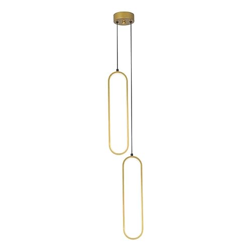 Baoblaze Goldene Pendelleuchten mit 2 Leuchten, 36 W, verstellbare Länge, Mehrzweck-Hängeleuchter mit Aluminiumgehäuse für Schlafzimmer, Esszimmer, Foyer, Warmes Licht von Baoblaze