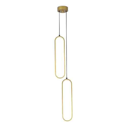 Baoblaze Goldene Pendelleuchten mit 2 Leuchten, 36 W, verstellbare Länge, Mehrzweck-Hängeleuchter mit Aluminiumgehäuse für Schlafzimmer, Esszimmer, Foyer, Weiß Warm Neutral von Baoblaze