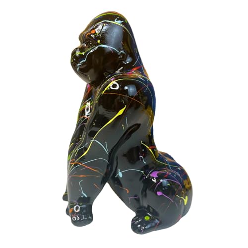 Baoblaze Gorilla-Skulptur, Tischornament, Tierskulpturen-Kollektion, Moderne Statue für Herzstück, Büro, Heimdekoration, Geburtstagsgeschenk, Schwarz von Baoblaze