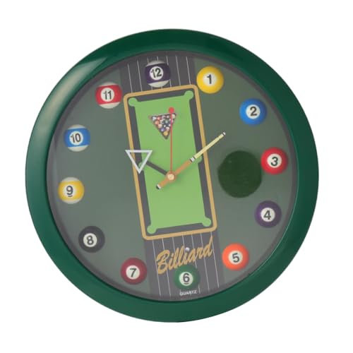Baoblaze Große Billard-Poolkugel-Wanduhr, Queue-Zeiger, 11,6" Snooker-Spiel, GrÜn von Baoblaze