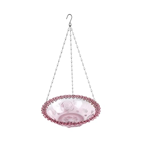 Baoblaze Hängende Vogelbadwasserschale 9 -Zoll -Vogelbirsche Vogelbad Outdoor Vogelfutter für Garten Hinterhof Rasen außerhalb der Dekoration, Rose Rot von Baoblaze