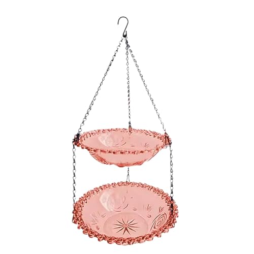 Baoblaze Hängende Vogeltränke, Garten-Vogelfutterstation, Futterstation, doppellagig, Dekorationszubehör, Futterspender, Vogelfutterspender für den Balkon, Rosa von Baoblaze