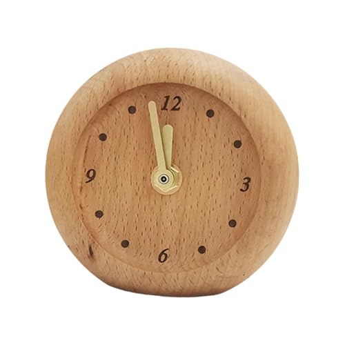 Baoblaze Holz Tischuhr Analoge Desktop -Oramentrunde dekorative Tischplatte Uhr für Mantel Bauernhaus Nacht von Baoblaze
