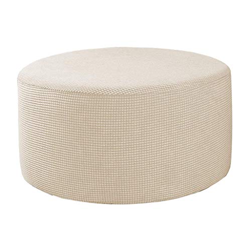 Baoblaze Hussen Runde Fußstütze Hocker Covers Stretch Material, Gewebe Lagerung Deckt, Hohe Spandex Schutzhülle Waschbar, Beige von Baoblaze