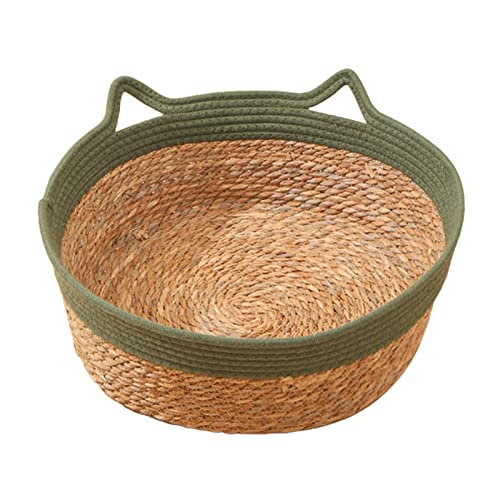 Baoblaze Katzenbett-Korb, Weaving Pet Cat Bed, Cat Scratch Mat, Durable Round Rattan Kennel Small Dog Bed Cat House for Cats and Small Dogs Pet Supplies, grün 45cmx15cm von Baoblaze