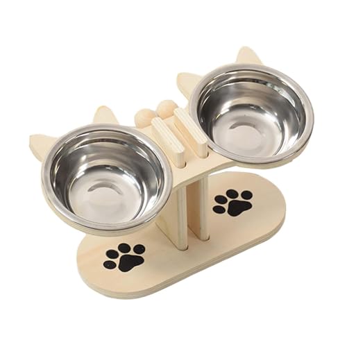 Baoblaze Katzennäpfe, erhöhte Futternäpfe für Haustiere, praktisch, tragbarer Futternapf für Haustiere, erhöhter Katzenfutterspender für Kätzchenfutter und, Holz von Baoblaze