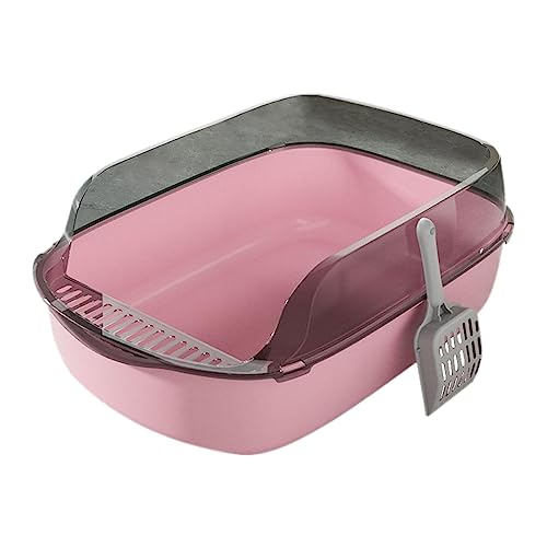 Baoblaze Katzentoilette Offen mit Rand Groß, Katzenklo ohne Deckel mit Schaufel, Jumbo Schalentoilette, Katzen WC Oben Offen, Katze Bettpfanne, Cat Litter Box Open für Katzen Kaninchen Welpe, ROSA von Baoblaze