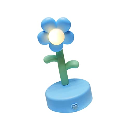 Baoblaze Kreative Blume Tischlampe Nachtlicht Tragbare dekorative Schreibtischlampe Nachttischlampe für Schlafzimmer Büro Nachttischdekoration Mädchen Kinder, Blau von Baoblaze