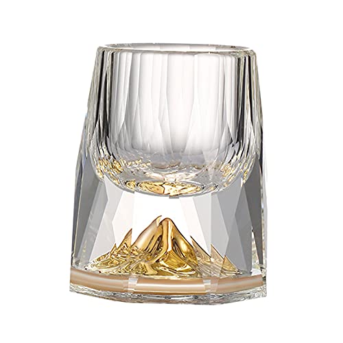 Baoblaze Kreatives Schnapsglas Weißgeistglas Goldfolie Chinesischer Stil Spirituosenglas Schnapsglas Diamantspiegelschliff für Urlaubsfreunde, Berg von Baoblaze