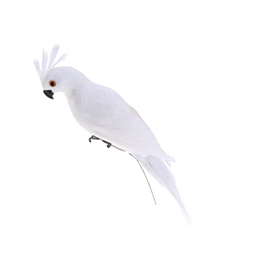 Baoblaze Künstliche Ara Papagei Vogel mit Feder Dekovogel Kunstvogel Figuren - Weiß, 35x10x9cm von Baoblaze