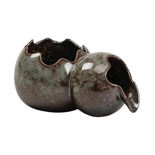 Baoblaze Kürbisform Wasserbrunnen Glas Tontopf 6,7x5x3,4 Zoll mit Rohr fließendes Wasser Ornament, c von Baoblaze